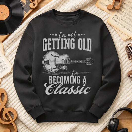 Personalized Vintage Guitar Music Art Cozy Holiday Sweatshirt