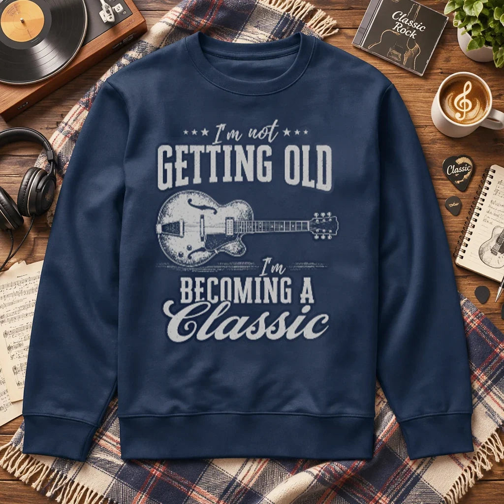 Personalized Vintage Guitar Music Art Cozy Holiday Sweatshirt
