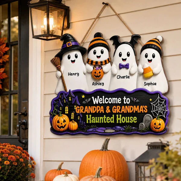 Personalized Standing Boo Kids Halloween Wooden Sign
