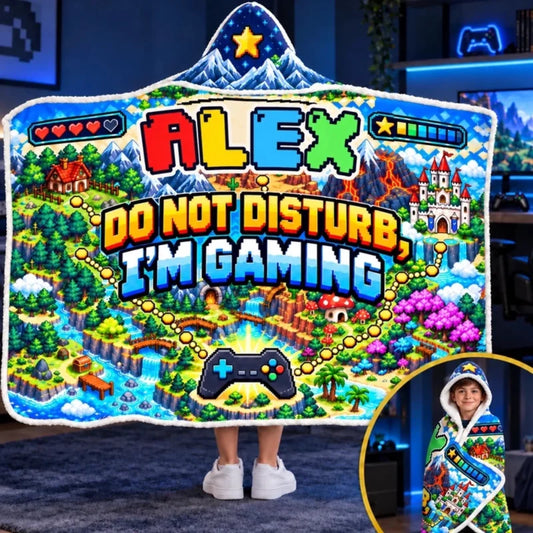 Custom Name Gaming Adventure Gifts for Kids - Personalized Wearable Blanket Hoodie