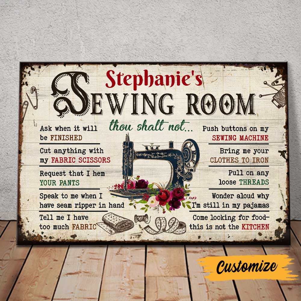 Personalized Sewing Room Rules Poster / Canvas - Custom Wall Art Decor