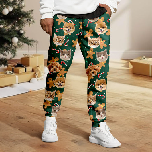 Personalized Pet Photo Christmas Pattern Sweatpants