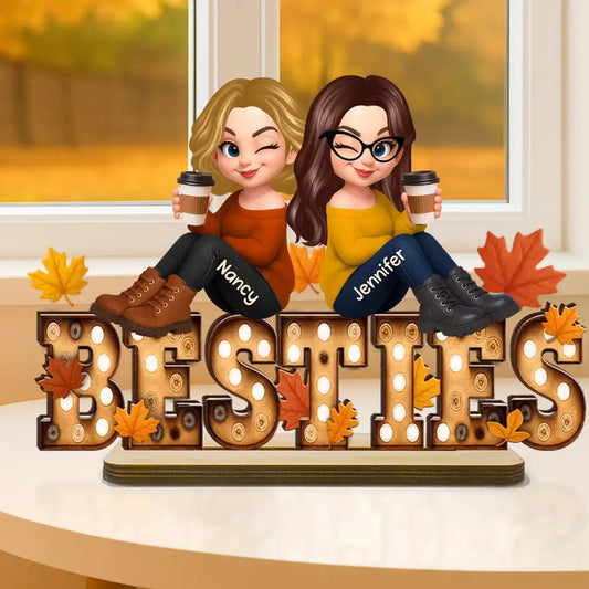 Personalized Autumn Sisters Wooden Plaque