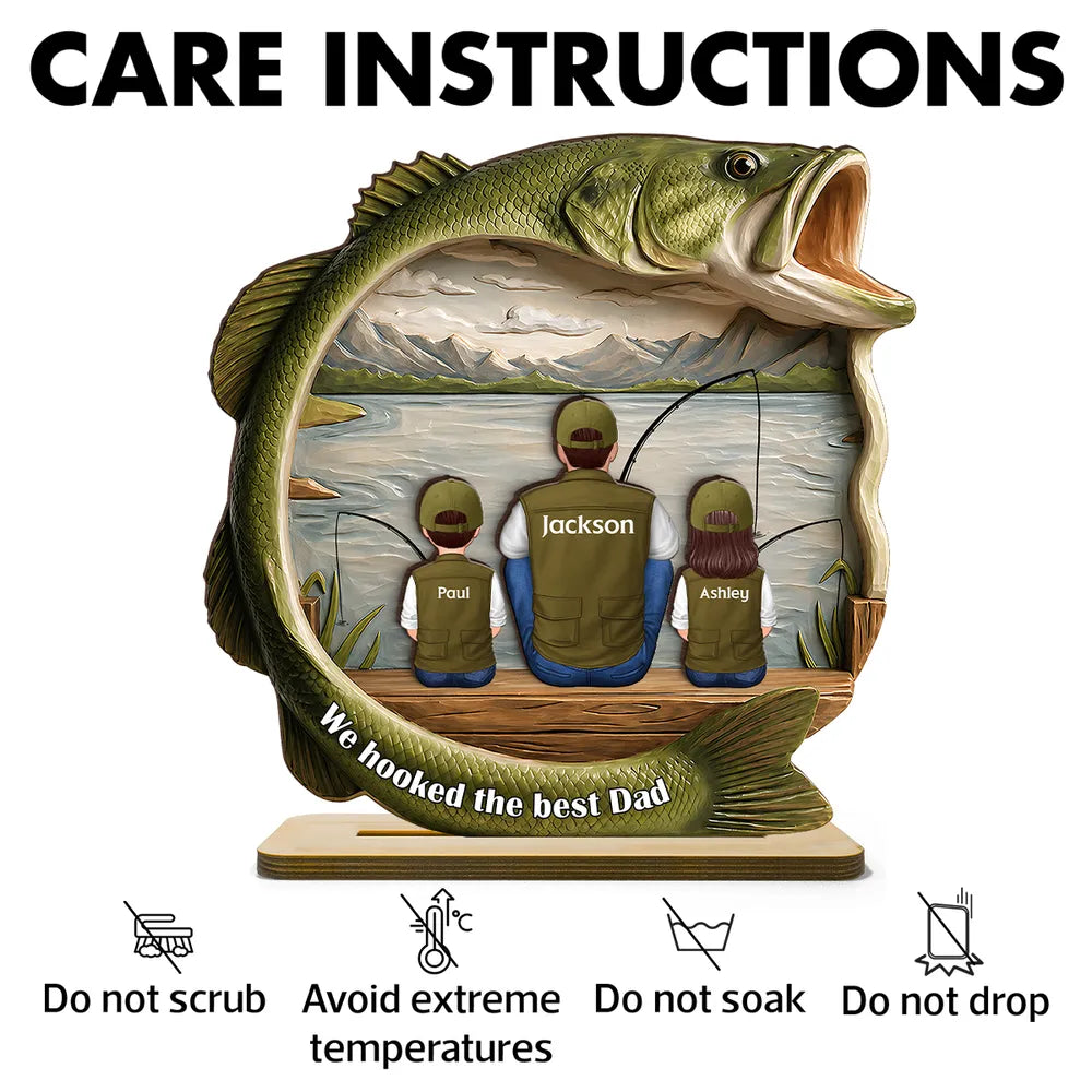 Personalized Best Catch Ever Dad Fishing Wooden Plaque