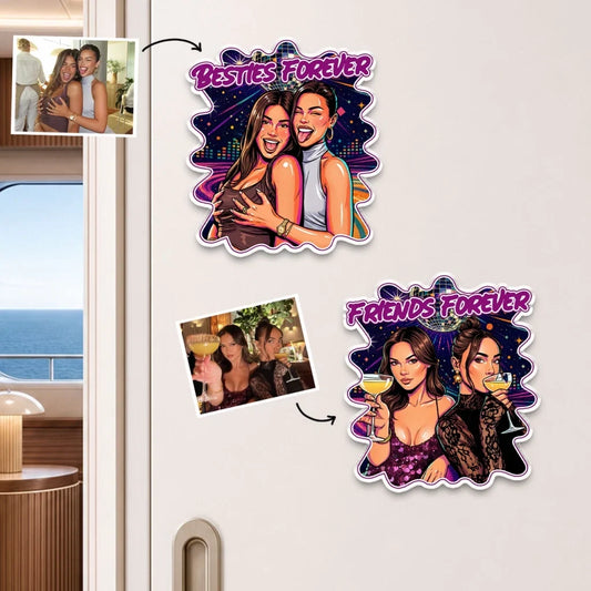 Personalized Besties Forever Cartoon Friends Acrylic Magnet