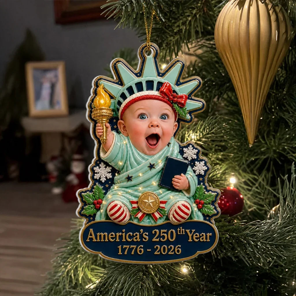Custom Acrylic Ornament, Baby Holding a Torch as Ornament