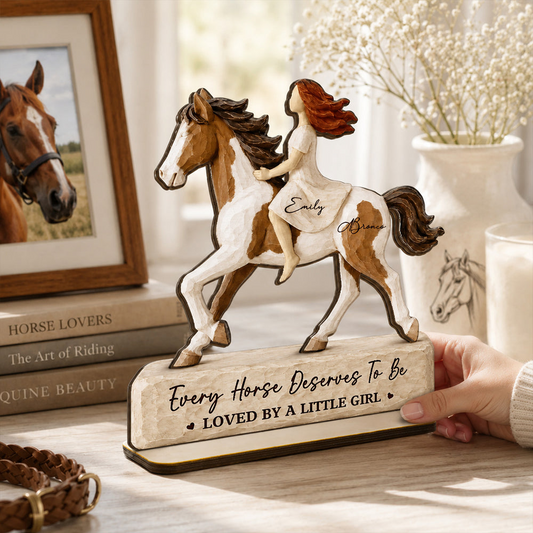Personalized Woman Riding Horse 2-Layer Wooden Plaque