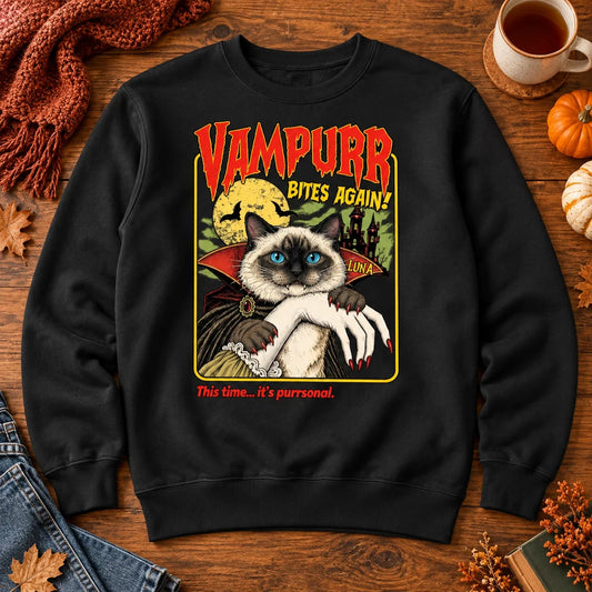 Personalized Vampire Cat Haunted Castle Sweatshirt
