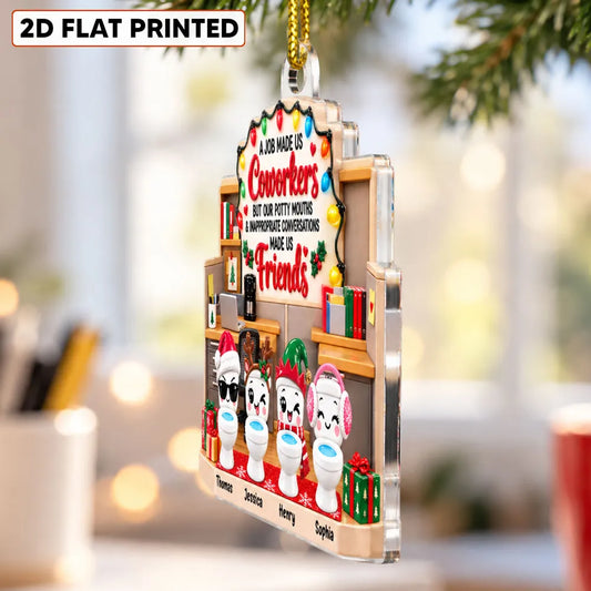 Personalized Cartoon Office Coworkers Scene Acrylic Tree Ornament