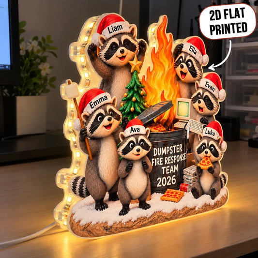 Personalized Flaming Dumpster Funny Raccoon Light Box
