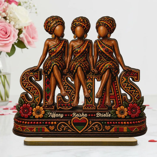 Personalized Seated Sistas Wooden Plaque