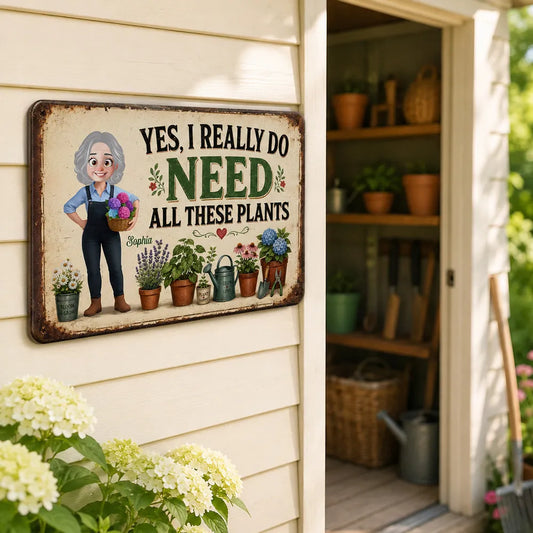 Personalized Gardening Girl Plant Lover Iron Sign