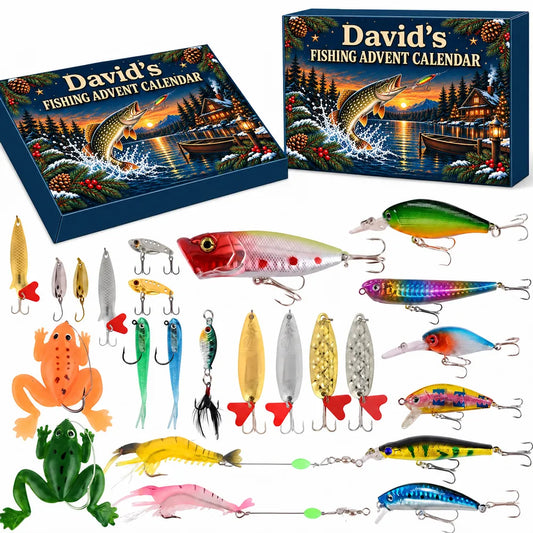 Personalized Leaping Fish Winter Lake Angler Advent Calendar
