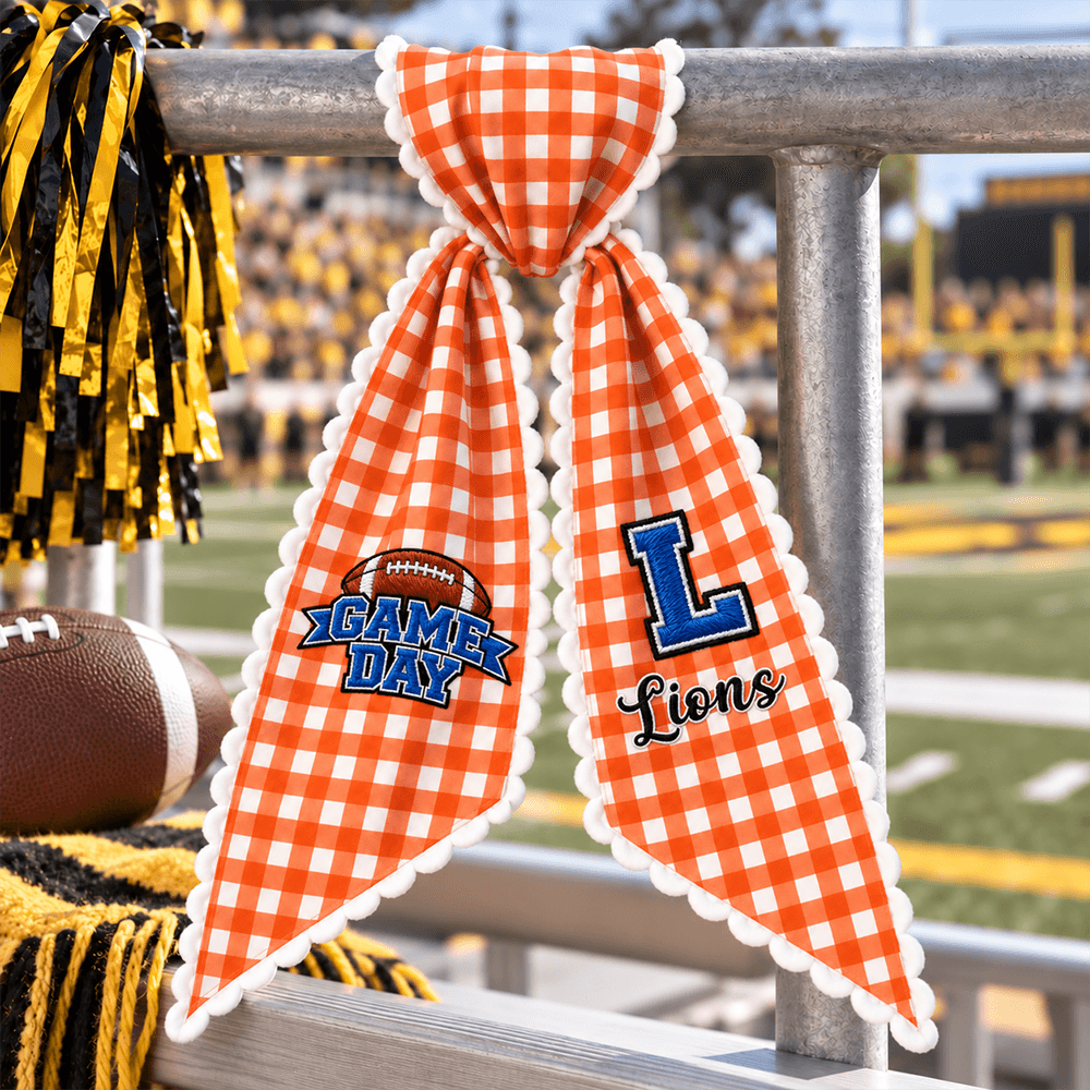 Personalized Striped Football Game Day Embroidered Wreath Sash