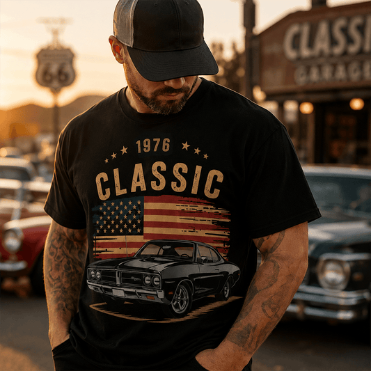 Personalized Patriotic Retro Car Classic T-Shirt