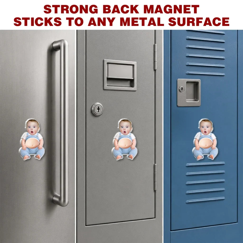 Silicone Belly Acrylic Magnet with Custom Baby Photo, Pressable Fridge Decor, Unique Creative Gift for Family