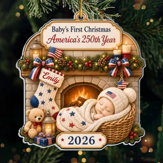 Personalized America 250 First Christmas Acrylic Ornament