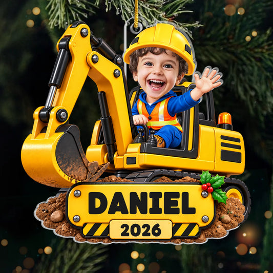Custom Photo Acrylic Ornament - Personalized Christmas Birthday Gifts For Kids - Big Builds Ahead