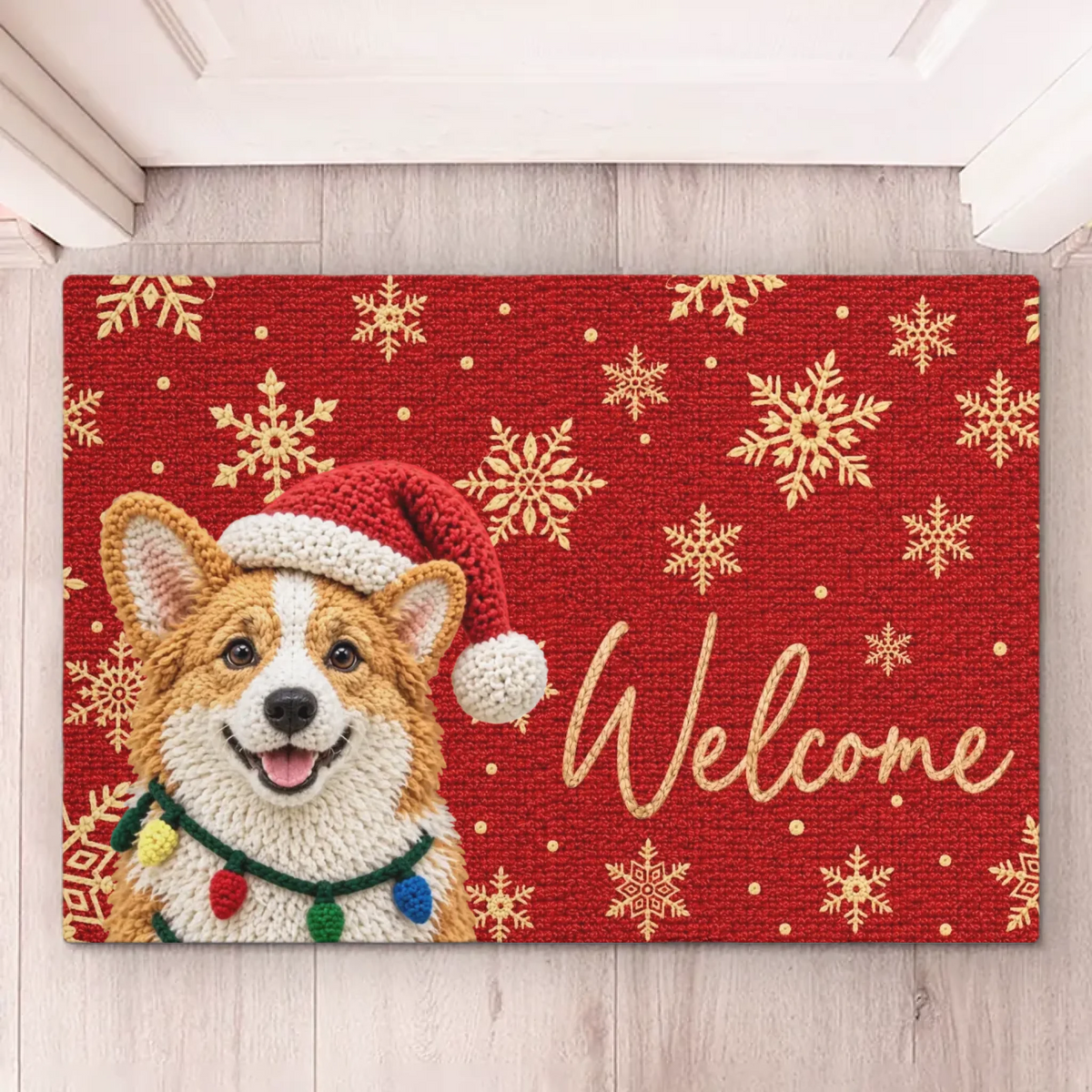 Custom Pet Photo Christmas Welcome Decor - Personalized Decorative Mat