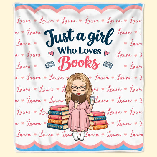 Personalized Just A Girl Who Loves Books Fleece Blanket