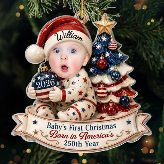 Personalized America 250th Baby First Christmas Ornament