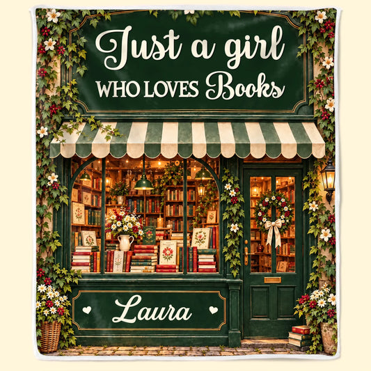 Custom Name Floral Bookshop Gifts for Book Lovers - Personalized Blanket