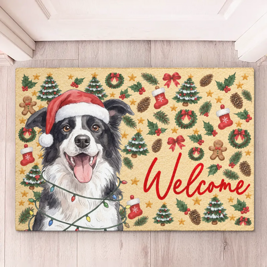 Custom Photo Santa Pet Christmas Door Decor - Personalized Decorative Mat
