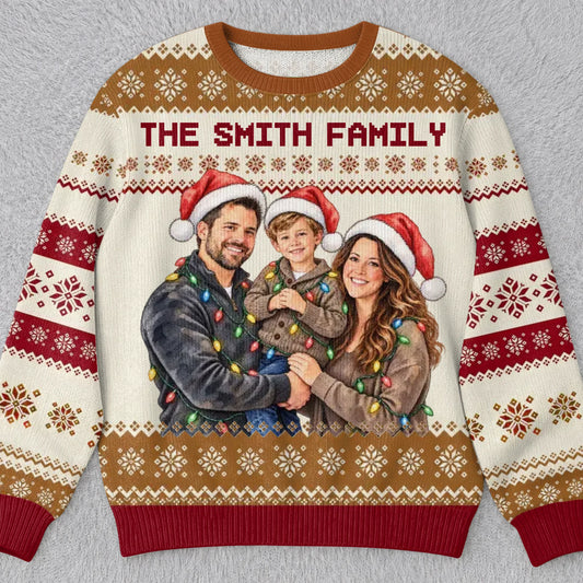 Custom Family Photo Christmas Gifts for Families - Personalized Ugly Sweatshirt