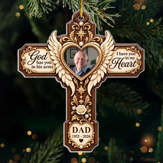 Personalized Memorial Cross Photo Christmas Ornament