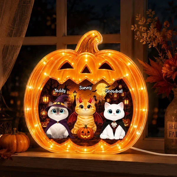 Custom Spooky Pumpkin Cats Light Box