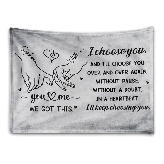 Personalized I Choose You Holding Hands Blanket