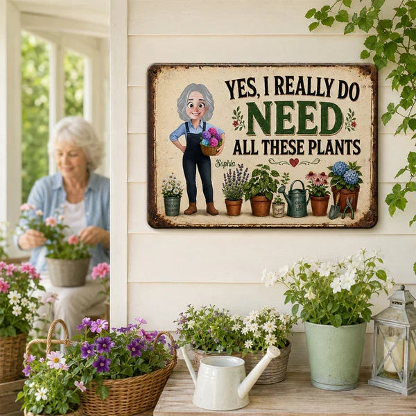 Personalized Gardening Girl Plant Lover Iron Sign