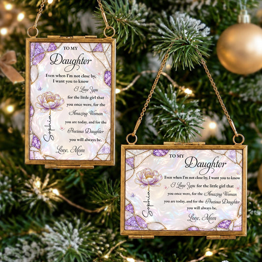 Personalized Daughter Flower Butterfly Metal Frame Ornament