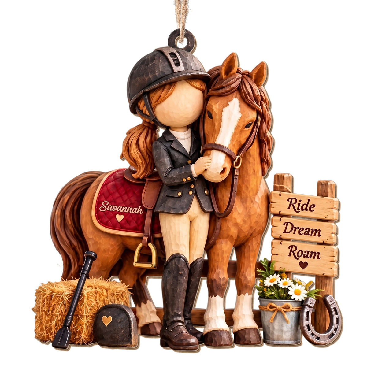 Personalized Ride Dream Roam Girl And Horse Wood Ornament