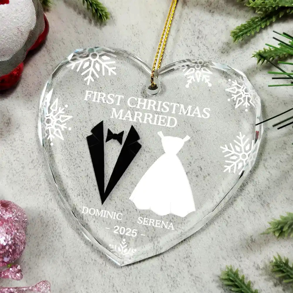 Personalized First Christmas As Mr And Mrs Crystal Ornament