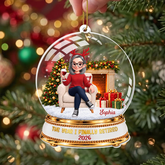 Personalized Retired Snow Globe With Wine Acrylic Ornament