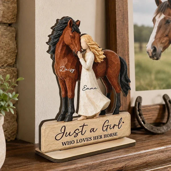 Personalized Horse Girl Wooden Ornament