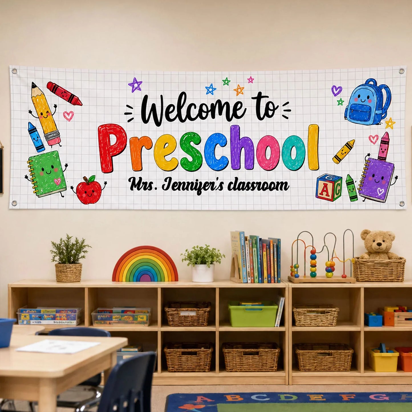 Personalized Welcome To Kindergarten Vinyl Banner