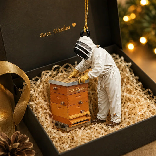 Personalized Beekeeper Tending Hive Acrylic Ornament