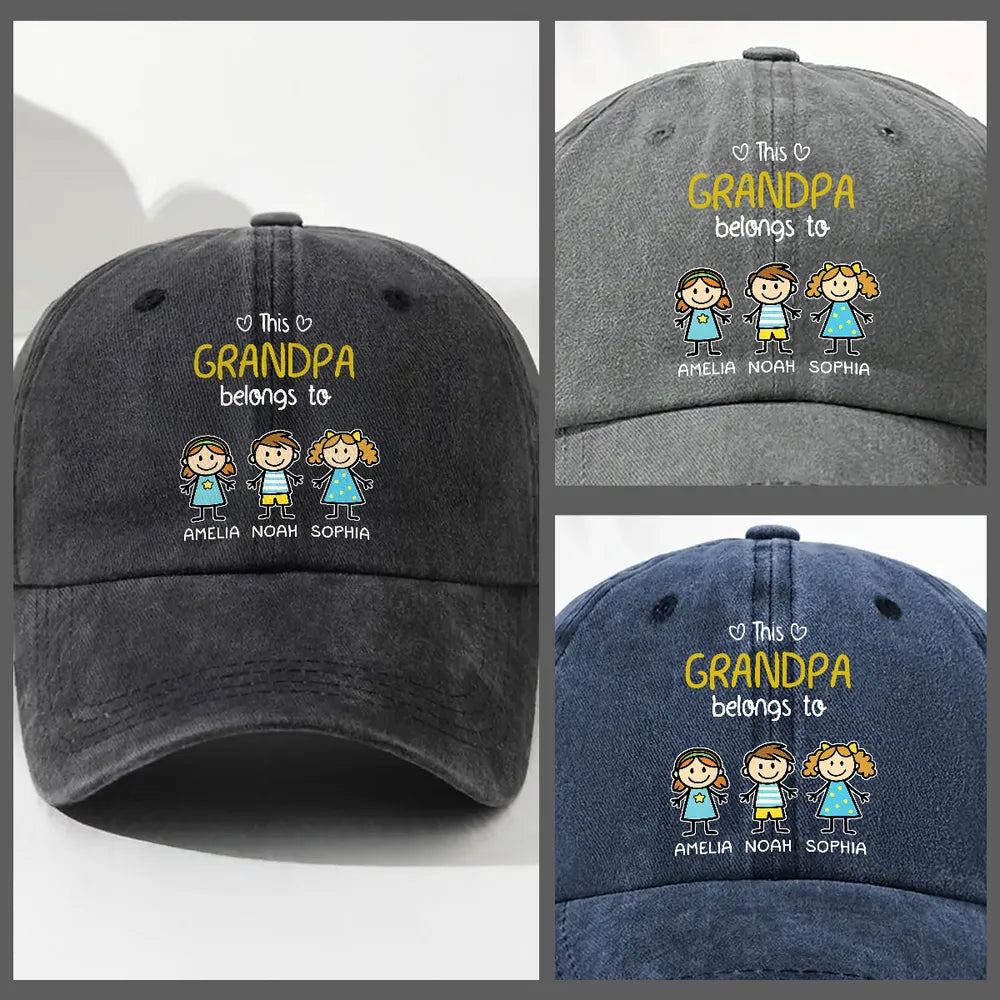 Personalized This Grandpa Belongs To Family Cap