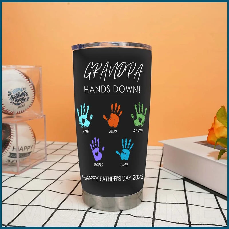 🥃BEST DAD EVER, HANDS DOWN Custom Stainless Steel Tumbler