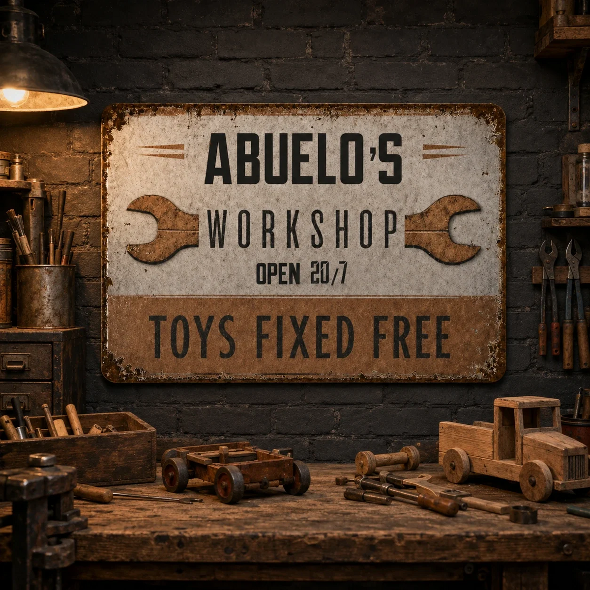 Personalized Papas Workshop Iron Sign