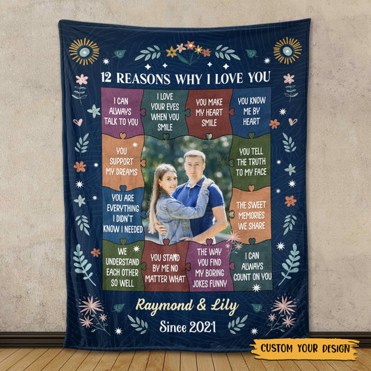 12 Reasons Why I Love You Custom Photo Blanket