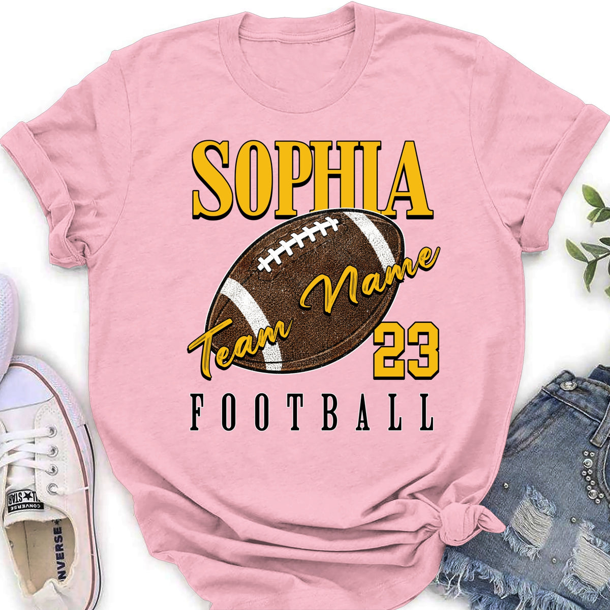 Personalized Born To Love Football T-Shirt