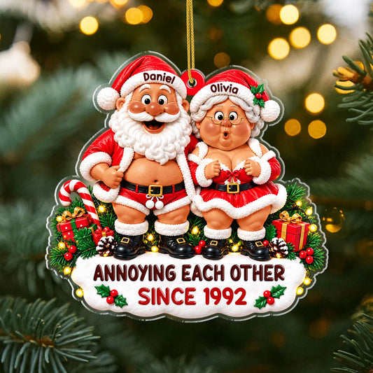 Growing Old Together Personalized Santa Couple Acrylic Ornament - Christmas Keepsake for Husband Wife