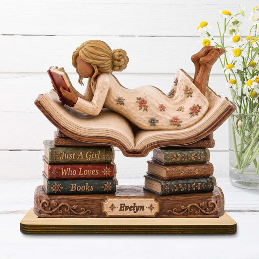 Personalized Just a Girl Who Loves Books Wood Plaque