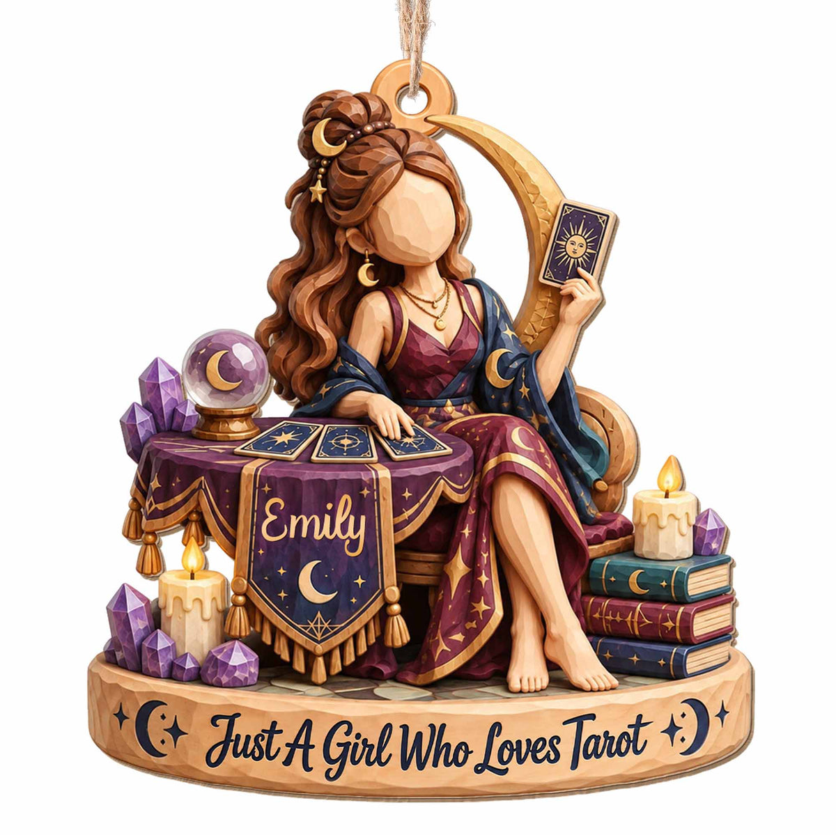 Just A Girl Who Loves Tarot Personalized Wood Ornament - Bestie, Witchy Christmas Keepsake Gift