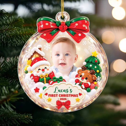Baby's First Christmas Personalized Photo Acrylic Ornament - Holiday Keepsake Gift for Newborn