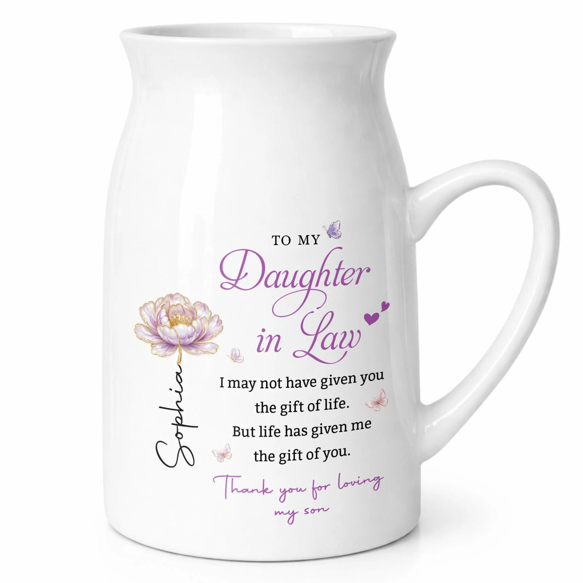 Personalized Daughter In Law Birth Flower Ceramic Vase