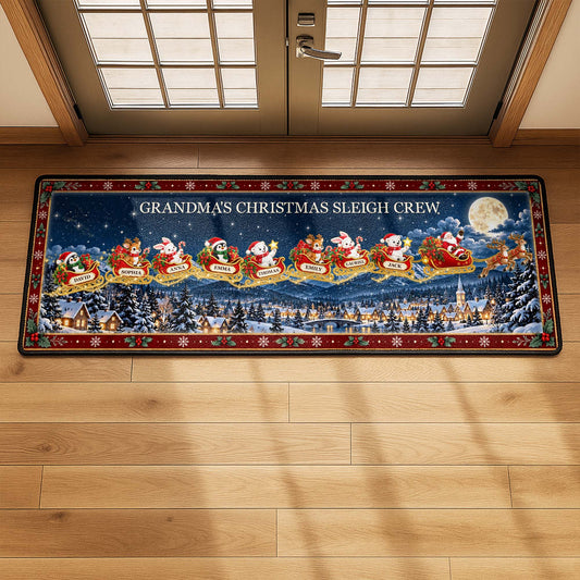 Personalized Grandma Christmas Sleigh Crew Runner Rug